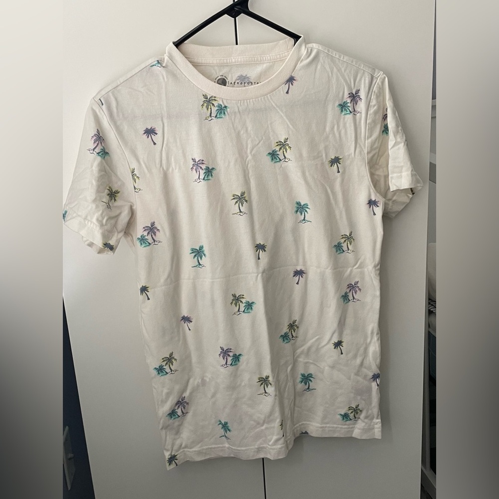 Men’s Aeropostale Palm Tree Graphic Tee Shirt XS White Casual Summer